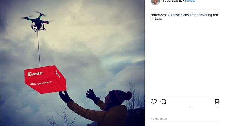 Robert Sasak tok i bruk både kreative evner og Postens nye AR-app. Dette ble vinnerbildet i Postens konkurranse.