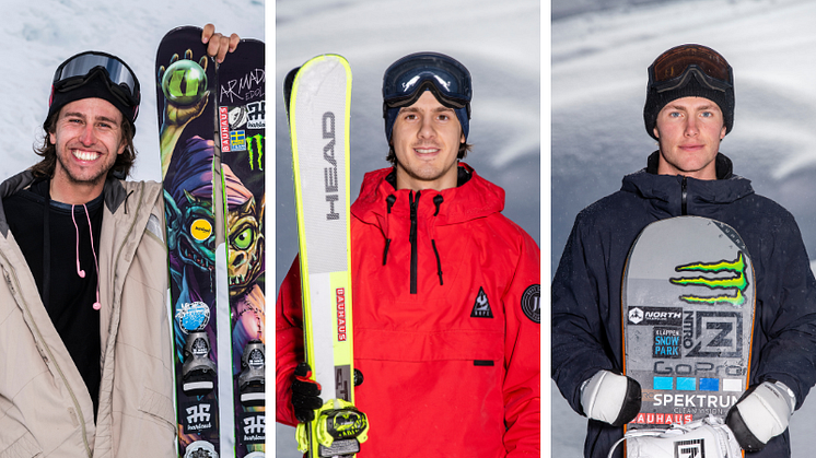 Henrik Harlaut, Jesper Tjäder och Sven Thorgren försvarar de svenska färgerna under X-games i Aspen. Foto: Daniel Bernstål.