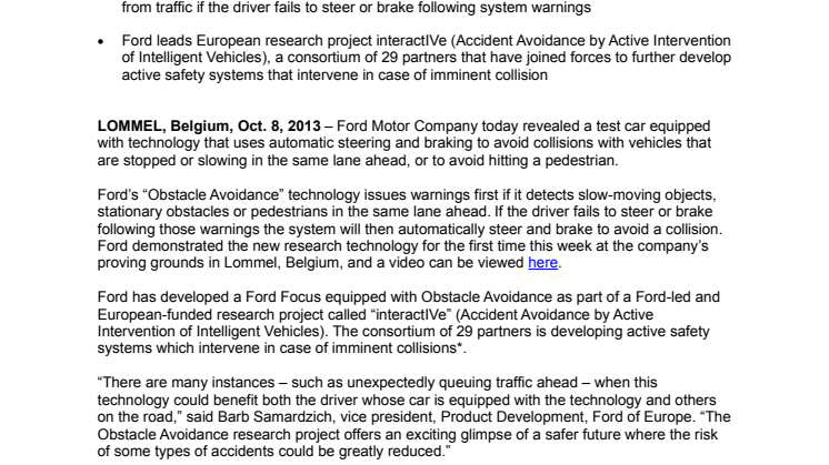 FORD FUTURES - OBSTACLE AVOIDANCE (EU)