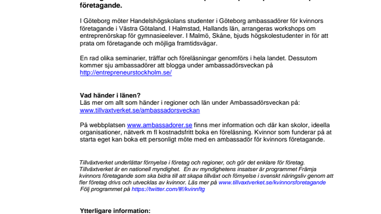 Kvinnors företagande uppmärksammas i hela landet