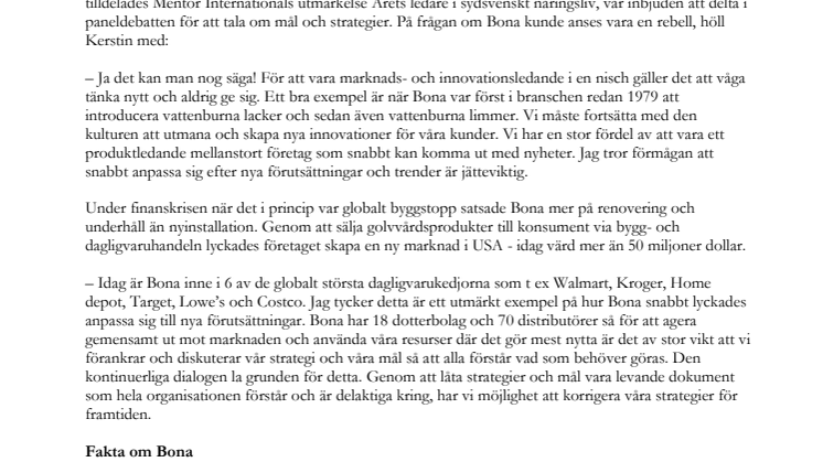 Dialog om företagets strategi. Bonas VD om framgångsreceptet 