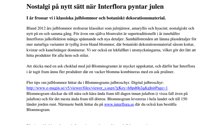 Nostalgi på nytt sätt när Interflora pyntar julen