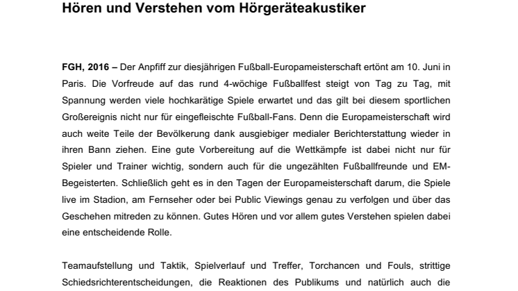 Fußball-Europameisterschaft 2016: So reimt sich Tor auf Ohr – mehr erleben durch gutes Hören und Verstehen vom Hörgeräteakustiker