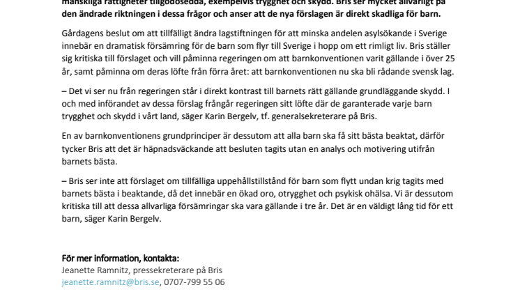 Regeringen frångår sitt löfte att garantera alla barn trygghet och skydd