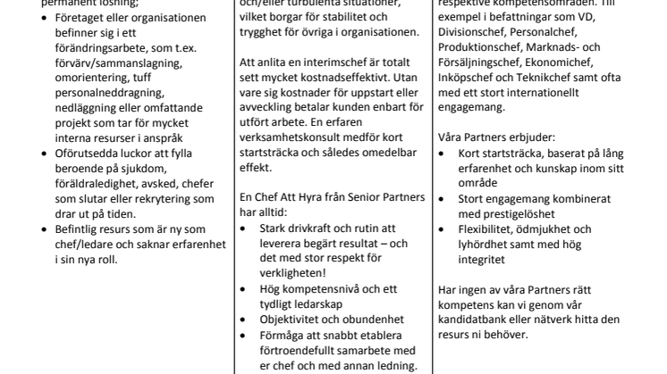 Chef att hyra