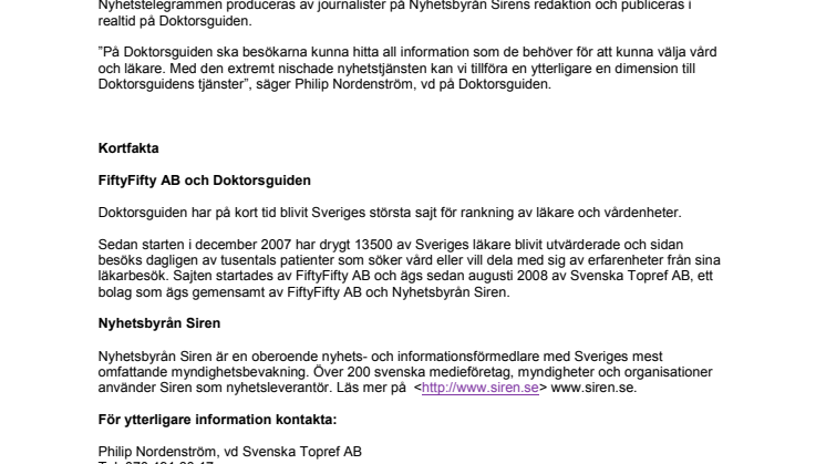 Doktorsguiden.se startar nyhetsbevakning
