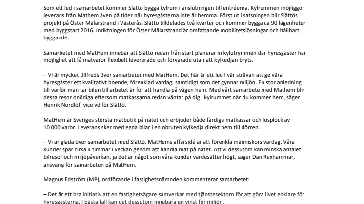 Slättö och MatHem.se inleder samarbete