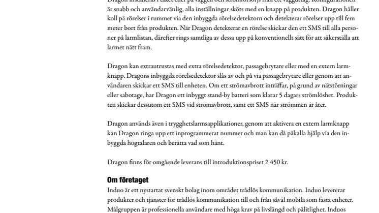 Rörelsedetektor med inbyggt SMS-stöd 