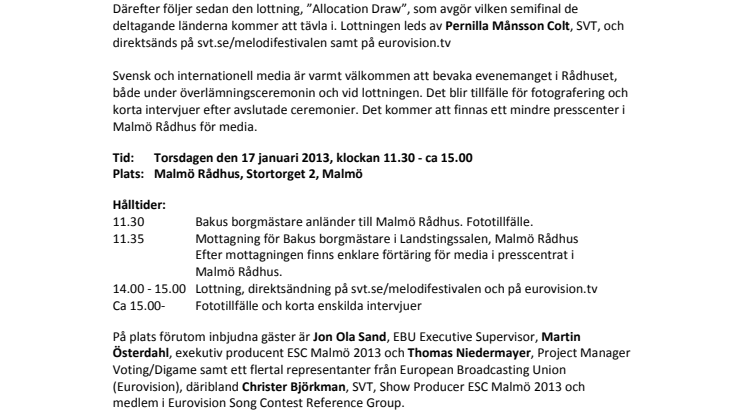 Eurovision Song Contest-våren inleds i Malmö 