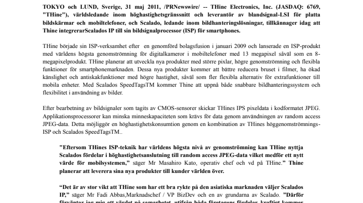 THine integrerar Scalados IP till sin ISP för Smartphones 