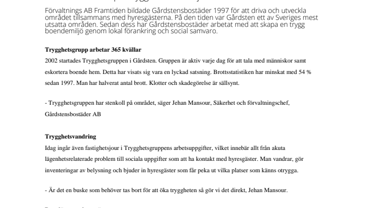 Socialt arbete skapar trygga boendemiljöer i Gårdsten