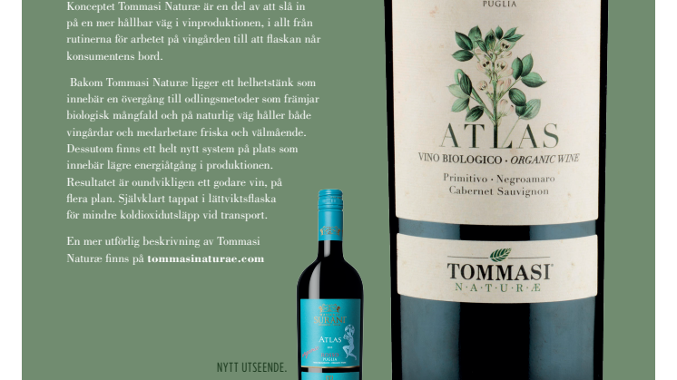Tommasi Surani Atlas Organic - Naturvänligt från vinfält till konsument.