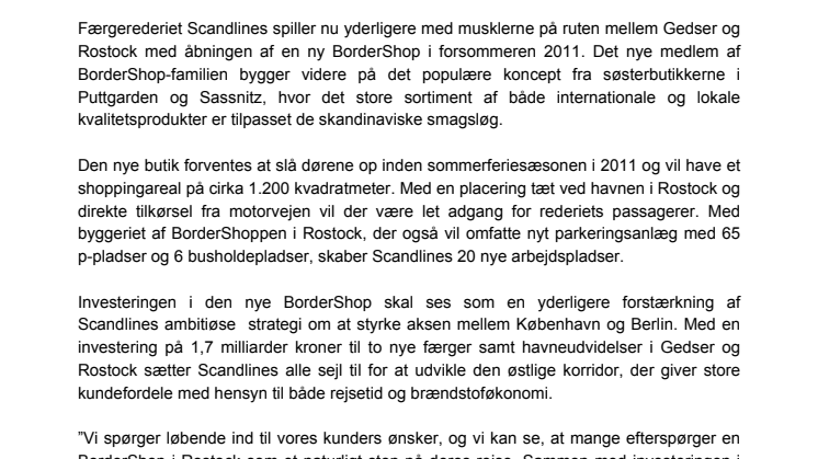 Scandlines åbner ny BorderShop i Rostock - Nyt led i milliardoprustningen på den østlige korridor