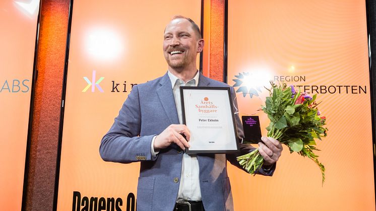 Peter Ekholm mottog utmärkelsen på Fotografiska i Stockholm.