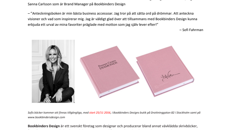 Sofi Fahrman special edition tillsammans med Bookbinders Design