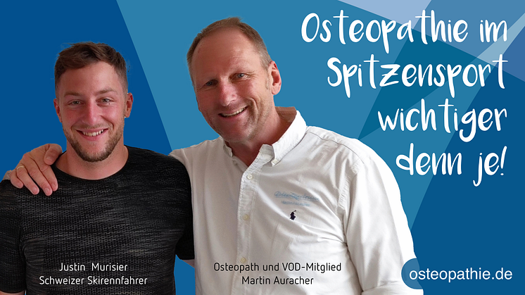 Justin  Murisier (l.), Schweizer Skirennfahrer, holte nach vielen Verletzungen im Dezember seinen 1. Weltcup-Sieg in Beaver Creek USA auf einer der schwersten WC-Abfahrten der Welt. Osteopath Martin Auracher behandelt den Spitzensportler.