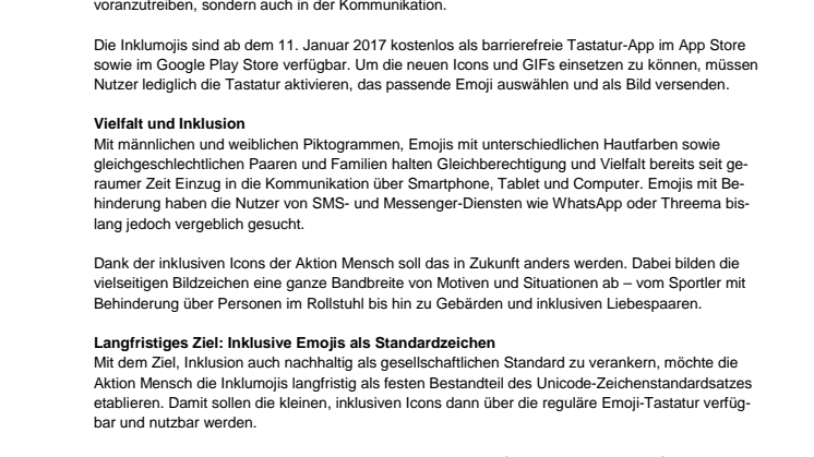 Inklusion fürs Smartphone: Aktion Mensch präsentiert die ersten "Inklumojis" 