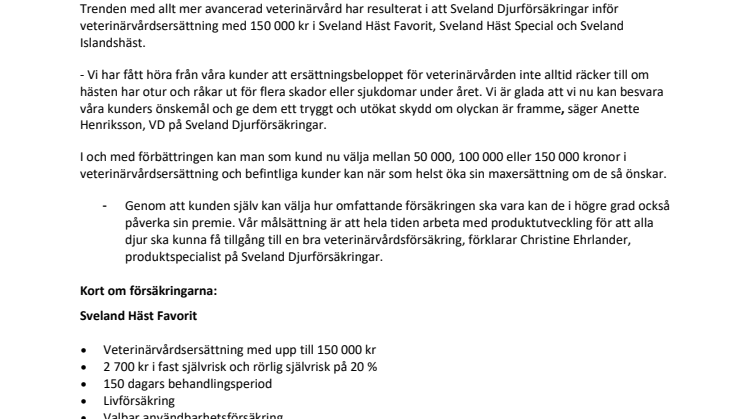 Sveland höjer hästarnas ersättningsnivå