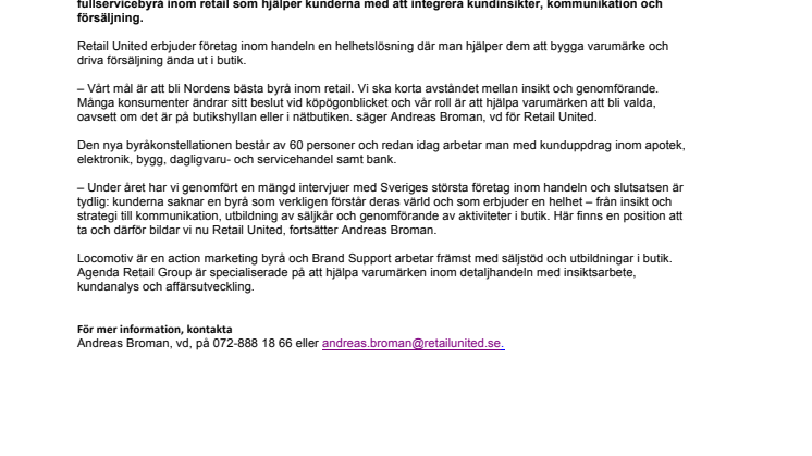 Retail United – ny fullservicebyrå inom retail