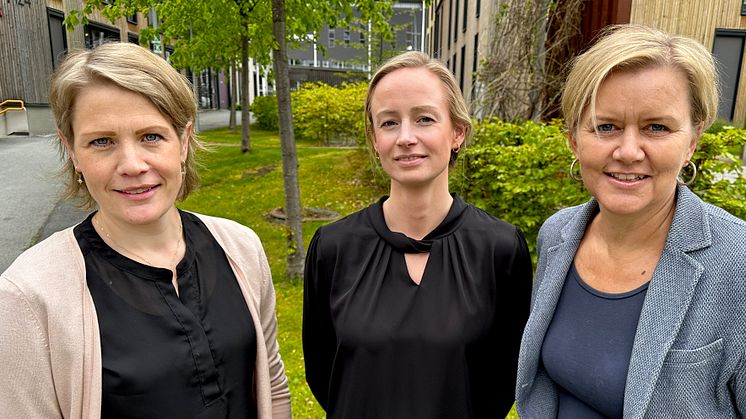 F.v.: Ragnhild Remmen Bull - avdelingsleder EM tjenester produksjon, Ellen Krohn Aasgård - avdelingsleder optimalisering og analyse, og Hilde Landsem - konserndirektør energiforvaltning i Aneo