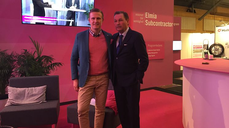 Anders H. Gustavsson från Volvo Cars och Bo Andersson samtalade inför en storpublik på Elmia Subcontractors scen.