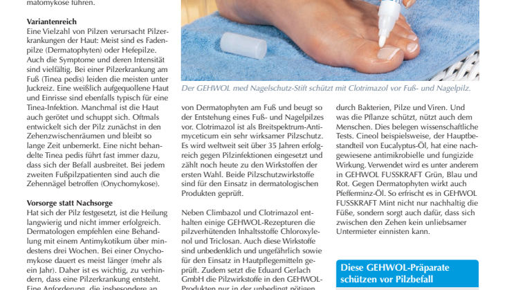 Wehret den Anfängen: Pilzschutz in den GEHWOL-Präparaten