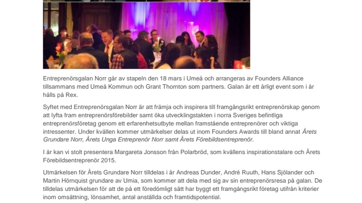 ​Margareta Jonsson från Polarbröd tilldelades utmärkelsen Årets Förebildsentreprenör på Entreprenörsgalan Norr