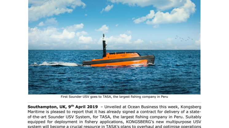 Peru’s largest fishing company first to order flexible new Sounder USV from KONGSBERG