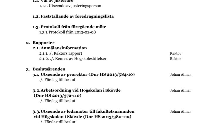 Föredragningslista 130912
