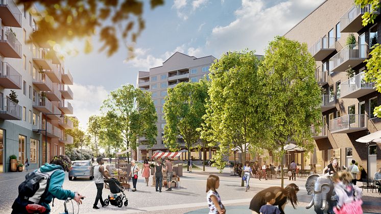 Vid Älta torg i Nacka bygger Wallenstam just nu 191 lägenheter med kommersiella ytor i entrévåningarna, hit välkomnas de första bostadshyresgästerna under nästa år och under 2025 öppnar både ICA och Apotek Hjärtat nya butiker.