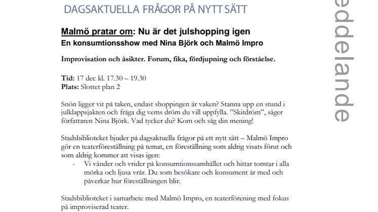 Malmö pratar om: Nu är det julshopping igen