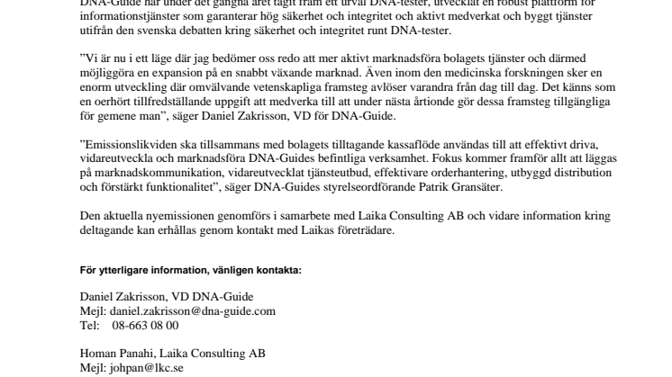 Nyemission i DNA-Guide