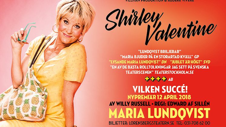 Maria Lundqvist "SHIRLEY VALENTINE"  Regi Edward Af Sillén, VILLMAN PRDUKTION PR: Rickard Werecki - Werecki promotion Company