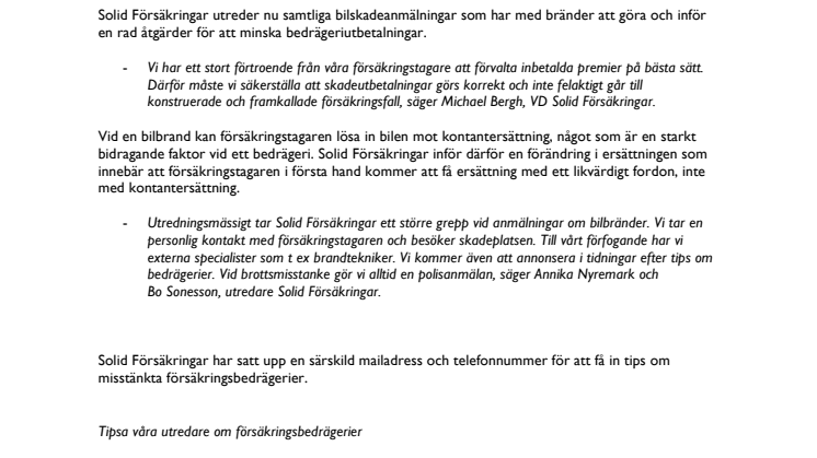Ökad vaksamhet vid bilbränder