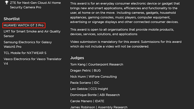 Shortlist_Best Connected Consumer Device
