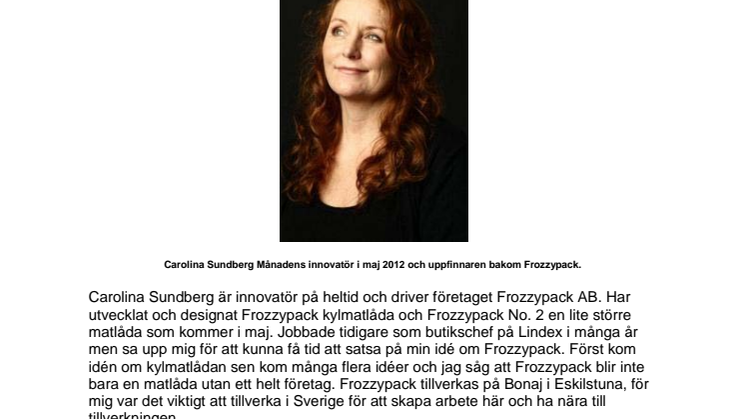 Månadens innovatör i maj Carolina Sundberg.