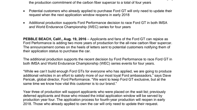 Ford GT kommer til Danmark - to danskere er nu blandt de udvalgte købere