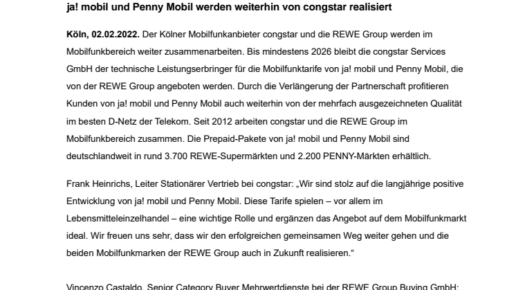 PDF: congstar und REWE Group verlängern Partnerschaft bei Mobilfunktarifen