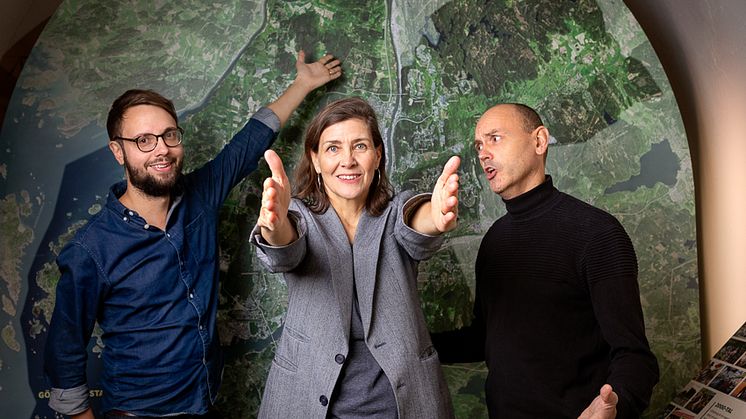 Stadsmuseets Kristian Jonsson, Ylva Berglund och Håkan Strömberg gör podden "En kvart om Göteborg". 