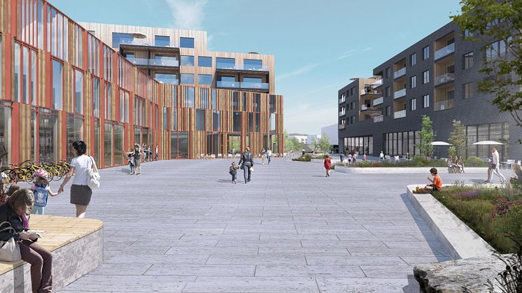Fjerdingby sentrum illustrasjon Dyrvik Arkitekter