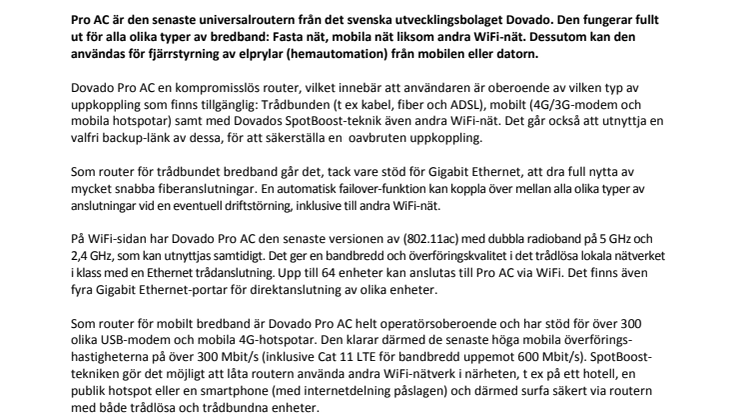 Dovado Pro AC – ny snabb universalrouter med extra allt