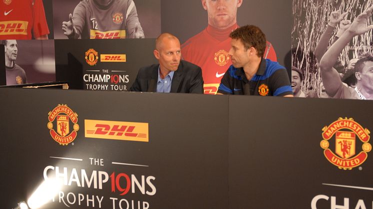 Claus Lassen og Ronny Johnsen til DHL Champ19ns Trophy Tour pressemødet