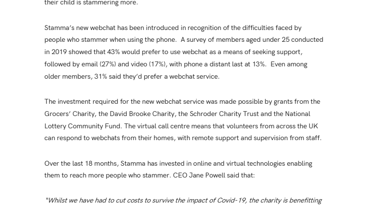 First Ever Webchat Service Launched for People Who Stammer as Dysfluency increases under Lockdown