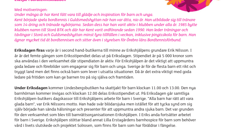 Kent Karlsson tar emot pris på Eriksdagen i Lindesberg