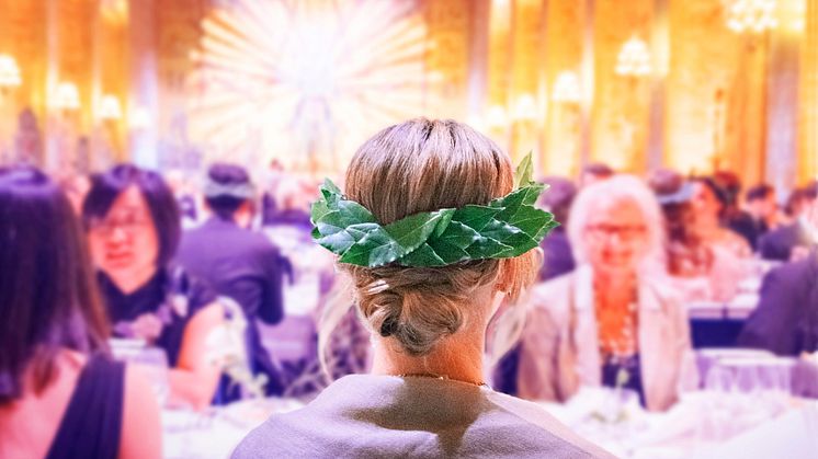 Lagerkransen – en symbol för den akademiska friheten. På bilden banketten efter promotionshögtiden 2019. Foto: Ingmarie Andersson/Stockholms universitet