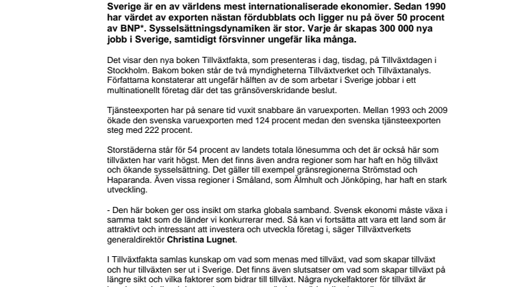 Svensk ekonomi alltmer globaliserad