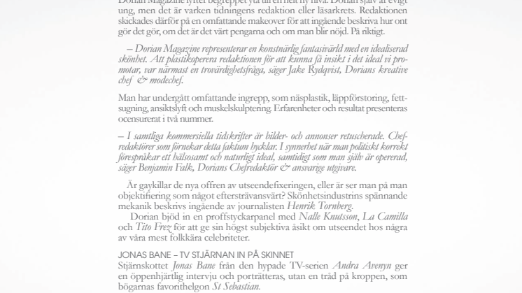 DORIAN Magazine 03:yta - Tidningsredaktionen plastikopererar sig.