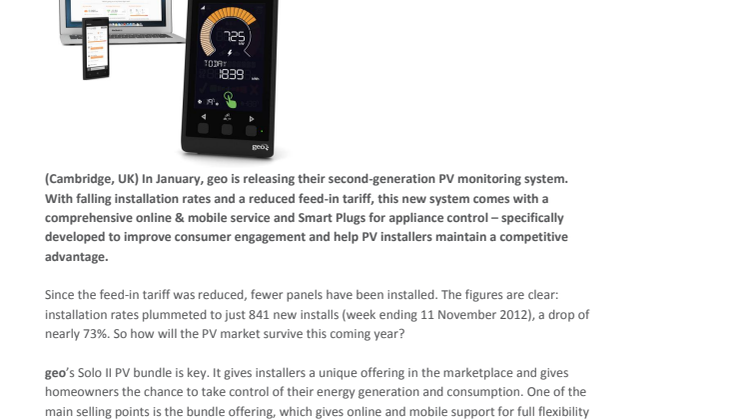 geo launches new monitoring and control system for PV installations