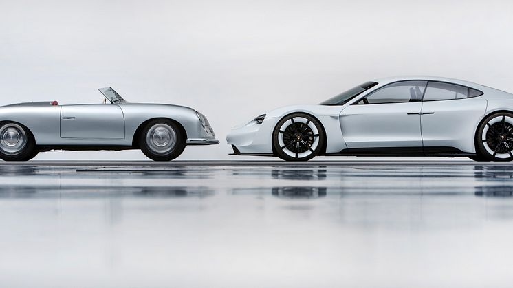 The past and the future of Porsche: 356 "No.1" Roadster and Mission E.