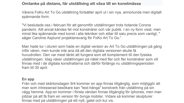 Omtanke på distans, får utställning att växa till en konstmässa